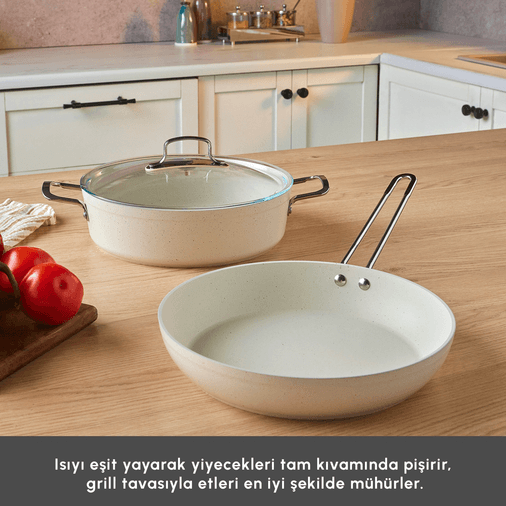 2300 Emsan Biogranit White Stone 3 Parça Tencere Seti
