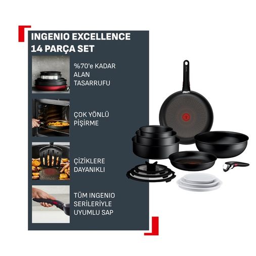 2499990. Tefal Ingenio Excellence Fusion Core 9X Büyük Tencere Ve Tava Seti - 14 Parça