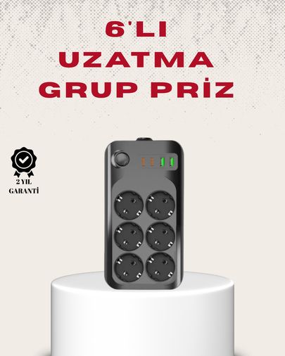 25DYMUCZZZ6LIPRİZ-1 6 Lı Grup Priz Termal Korumalı Usb Type-C Çoklu Priz 2 Metre Kablo Diğer