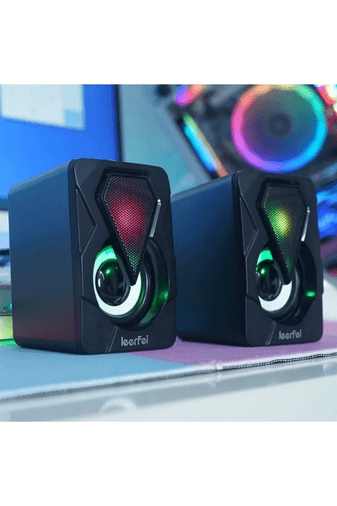 26LZTDQbgc Leerfei Bilgisayar Hoparlörü Rgb Led Işıklı Gaming Oyuncu Hoparlörü 3.5Mm Jack Usb Speaker 1+1 Ses Sistemi
