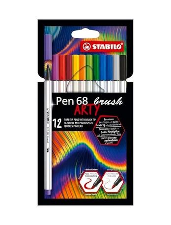 2K 132148809 Pen 68 Brush Arty - Premium Keçeli Kalem - 12&apos Li Paket - Çeşitli Renkler