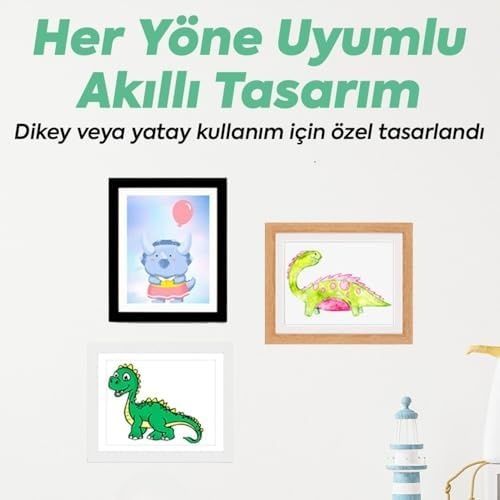 2Stories 57855210124516680184975 Çocuk Resim Sanat Çerçevesi Mıknatıslı Kapaklı, Duvara Asılabilir, Etkinlik Sergileme Çerçevesi, Çocuk Çizimleri İçin Katlanabilir Çerçeve, A4 Beyaz Açık Gri