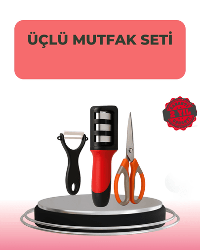 3 Parçalı Çok Fonksiyonlu Mutfak Makas Seti – Paslanmaz Çelik, Ergonomik Tasarım