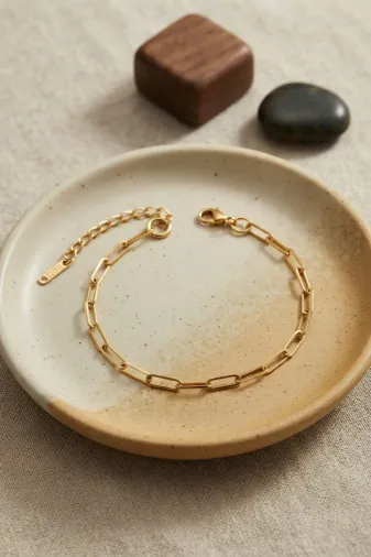 316L Çelik Gold Renk Ataş Zincir Model Erkek Bileklik TJ-EB3834