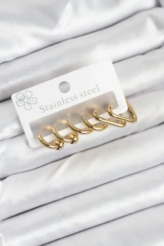 316L Çelik Gold Renk Kadın Küpe Seti TJ-BKP11222