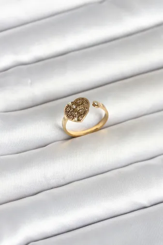 316L Çelik Gold Renk Kalp Model Kadın Yüzük TJ-BYK4172