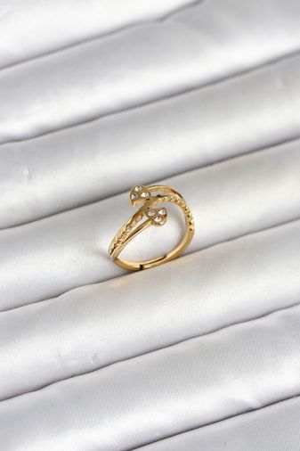316L Çelik Gold Renk Zirkon Taşlı Kalp Model Kadın Yüzük