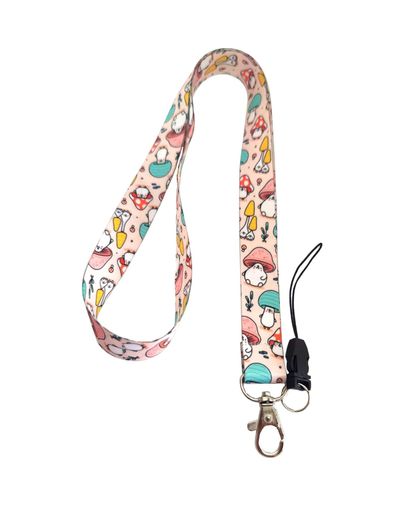 3dprototürk 57855210132597180184975 Mantar Desenli Boyun İpi Telefon Askısı Lanyard Acik Yeşil