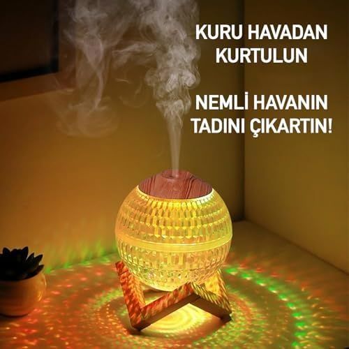 3g 131620559 Küre Mini Usb Nemlendirici & Gece Lambası 7 Renk Led, Otomatik Kapanma, 350 Ml Kapasiteli Hava Nemlendirme Ve Aromaterapi Difüzörü
