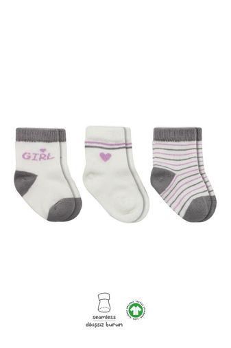 3'Lü Penye Boy And Girl Soket Çorap 10114 Gri