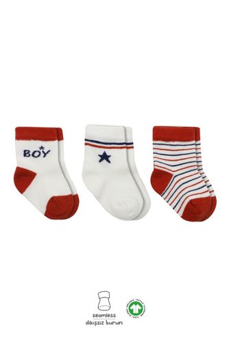 3'Lü Penye Boy And Girl Soket Çorap BS10114 Kırmızı