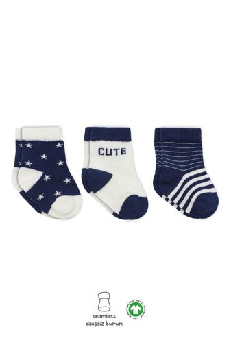 3'Lü Penye Cute Stars Soket Çorap BS10115 Lacivert