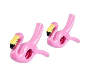 4444 Taş 57855210125032880184975 Pembe Flamingo Plaj Havlusu Mandalı, 2&apos Li Set, Güçlü Tutma Özellikli, Taşınabilir Havlu Klipsi Açık Ahşap