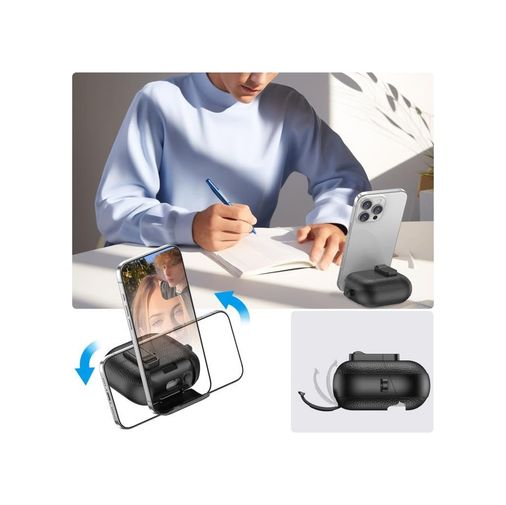 4moms 131615544 Galaxy Buds 3-Pro-3 Fe İçin Guard-Stant Kulaklık Kılıfı Çizilme Ve Darbe Önleyici Buds 3 Pro Koruyucu Rahat Tutuş Sağlayan Kilit Tasarımlı Deri Görünümlü Buds 3 Pro Kılıfı Siyah
