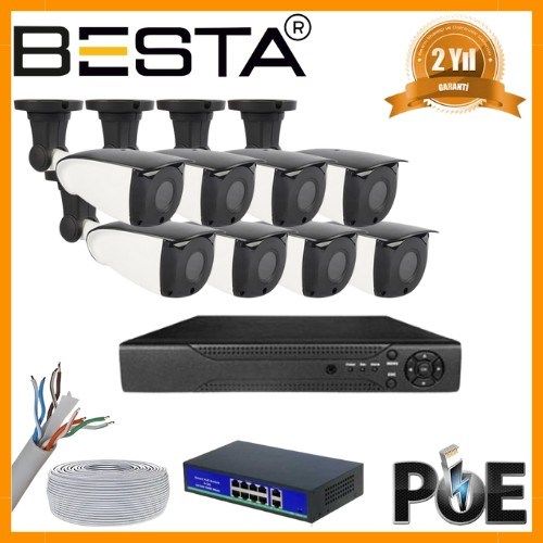5 MP 1440P 8 DIŞ MEKAN KAMERALI IP POE Güvenlik Seti