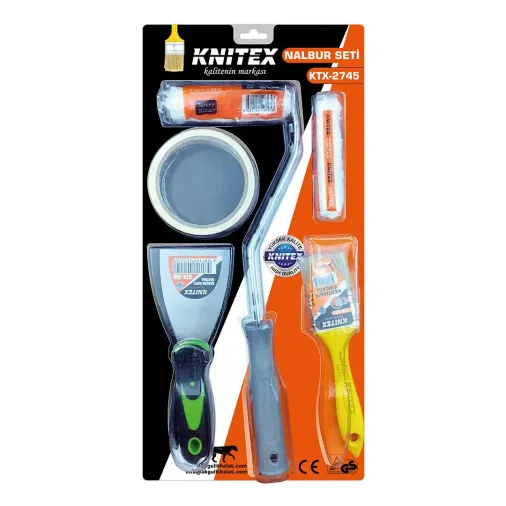 5PCS BOYACI - NALBUR SET SPATULA - KESTİRME FIRÇA - YEDEK RULO - BANT - 10CM FIRÇA (4745)