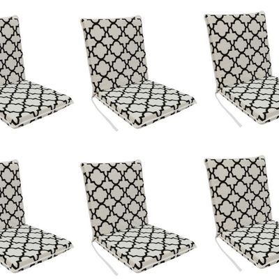 6 Adet Komutan Arkalıklı Bahçe Damask Siyah Sandalye Minderi