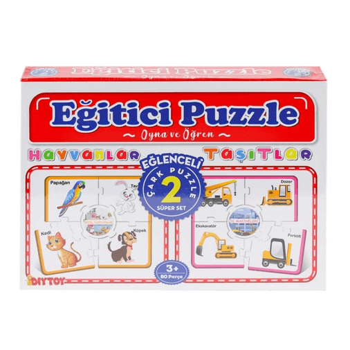 7196 Çark Puzzle Hayvanlar Taşıtlar 60 Parça