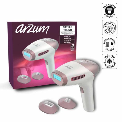 -7829- Arzum Ar5178 Sateentouch Ipl Lazer Epilasyon, 999.999 Atım, Evde Tüy Alma, Soğutmalı, 5 Kademe, Cilt Sensörü