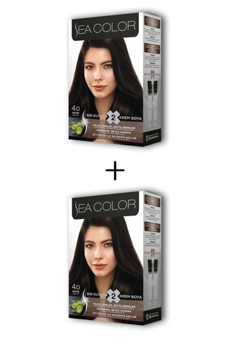 89457545 Sea Color 2X2 Tüp Krem Saç Boyası Seti Kahve No:4.0