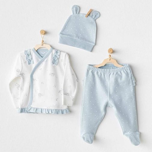 AC25646 Bunny Bear 3'Lü Zıbın Set Blue
