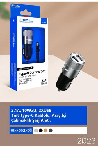Acl Ac-38 Type-C Kablo Araç İçi Şarj Aleti