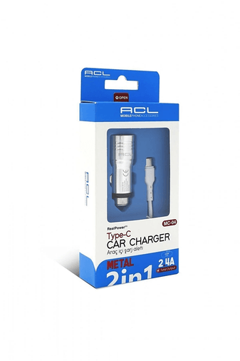 Acl Mc-04 2.4A 2Xusb Full Metal 1Mt Type-C Kablo Araç İçi Şarj