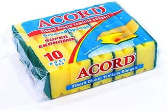 Acord RT-RYL-1HMAD2159 Oluklu Bulaşık Süngeri Ekonomik Paket 10 Adet Eskta Güçlü Kolay Temizlik