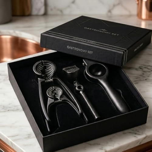 Aea94 131335589 Chef Gastronomy Set, Mat Siyah Eloksal Döküm, Fındıkkıran Ve Narenciye Sıkacağı, Profesyonel Mutfak Seti 420Ml Beyaz