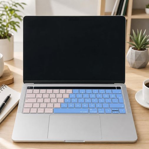 Aebo 131611662 Türkçe Q Keyboard Cover Macbook Pro Touch Bar 13 15 Uyumlu A1706 A1989 A2159 A1707 A1990 Uk Iso Ters L Enter Silikon Klavye Koruyucu Pembe Mavi