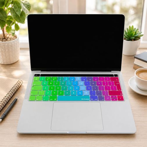 Aebo 131611704 İngilizce Klavye Koruyucu Macbook Pro 13 15 Touch Bar Uyumlu A1706 A1989 A2159 A1707 A1990 Uk Iso Ters L Enter Avrupa İngilizce Baskılı Silikon Keyboard Cover Pembe Yeşil