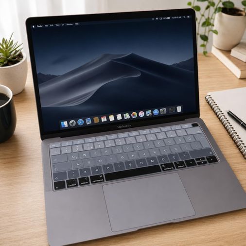 Aebo 131611835 Macbook Klavye Koruyucu Türkçe Q Silikon A1932 A2179 A2337 M1 Uyumlu Ters L Enter Siyah Gri