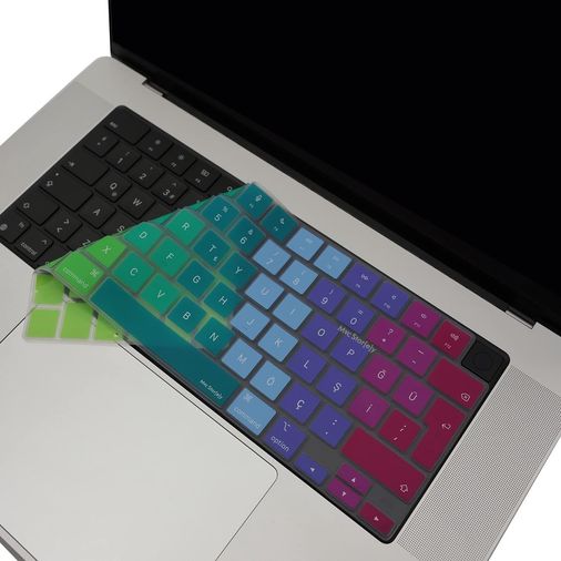 Aebo 131612436 Macbook Türkçe Q Klavye Koruyucu Pembe Yeşil M1-M5 A2681 A3113 A3240 A3449 A2442 A3426 A3434 A2485 A3429 Air Pro Neo 13 Silikon Keyboard Cover Touch Id