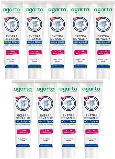 Agarta Doğal Tam koruma Diş Macunu 75 ML Ekstra Beyazlık Güçlü Dişler (Leke Önleyici) (9 Lu Set)