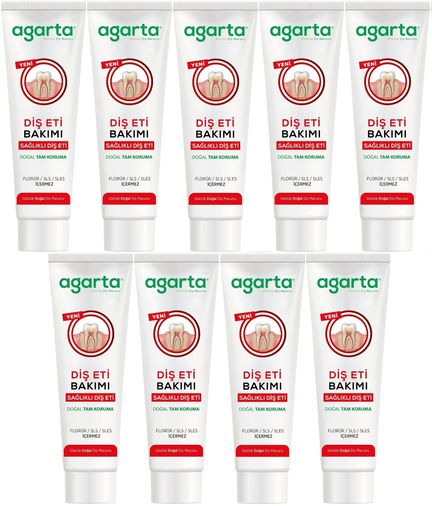 Agarta Doğal Tam koruma Diş Macunu 90 ML Diş Eti Bakımı & Plak Karşıtı (9 Lu Set)