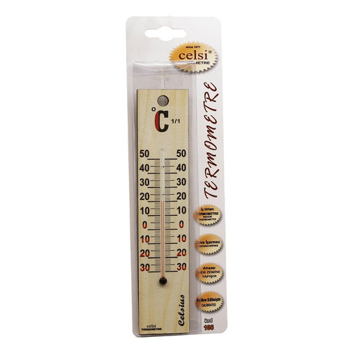 Ahşap 4 X 18.8cm Derece Oda Termometresi İç / Dış Kurşun Ve Civa İçermez