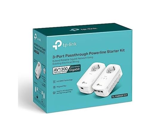Aitong 131611429 Tl-Pa8033P Kıt, Av1300 3-Port Gigabit Passthrough Powerline Starter Kit