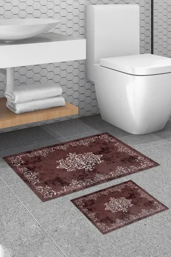 ALANUR 510616 Trend Kaymaz Taban Dijital Banyo 2'li Klozet Takımı Bordo