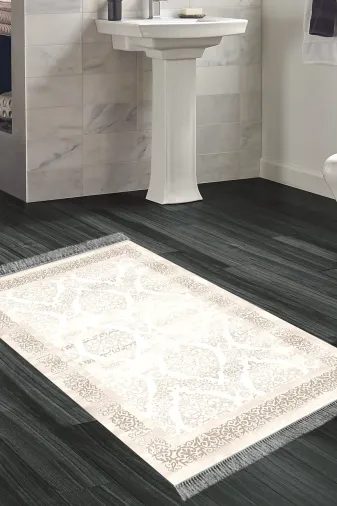 Alanur Home 1376-Trend-Banyo Eko Trend Djt Banyo Paspası Yıkanabilir Kaymaz Taban 1376 Klasik Vizon