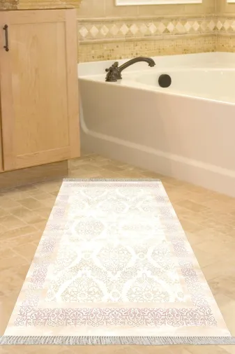 Alanur Home 1376-Trend-Banyo Eko Trend Djt Banyo Paspası Yıkanabilir Kaymaz Taban 1376 Klasik Pudra Pembe
