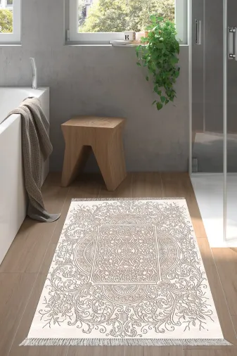Alanur Home 1488-Trend-Banyo Eko Trend Djt Banyo Paspası Yıkanabilir Kaymaz Taban 1488 Modern Kahve