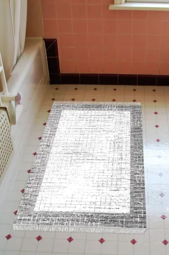 Alanur Home 1665-Trend-Banyo Eko Trend Djt Banyo Paspası Yıkanabilir Kaymaz Taban 1665 Bordürlü Mor