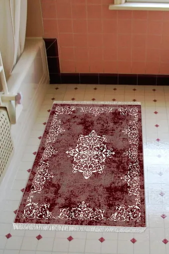 Alanur Home 616-Trend-Banyo Eko Trend Djt Banyo Paspası Yıkanabilir Kaymaz Taban 616 Klasik Bordo
