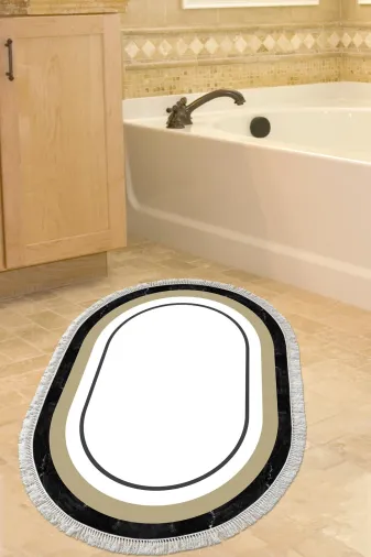 Alanur Home 673M-Trend-Banyo-Oval Eko Trend Djt Banyo Paspası Yıkanabilir Kaymaz Taban 673M Oval Bordürlü Krem