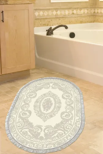 Alanur Home 747-Trend-Banyo-Oval Eko Trend Djt Banyo Paspası Yıkanabilir Kaymaz Taban 747 Oval Klasik Krem