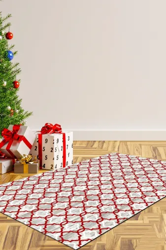 Alanur Home CHR12M-K Yılbaşına Özel Keçe Dijital Yıkanabilir Halı Chr12M Bordo