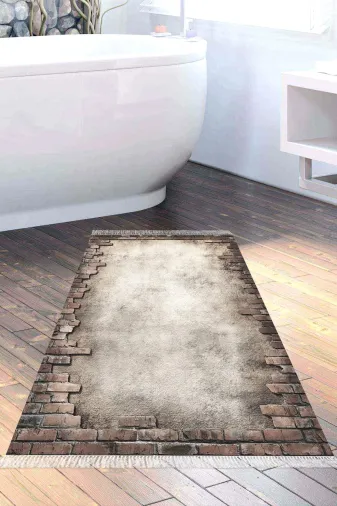 Alanur Home F5049-Trend-Banyo Eko Trend Djt Banyo Paspası Yıkanabilir Kaymaz Taban F5049 Modern Gri