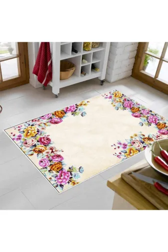 Alanur Home Mu172-K-Pembe Alanur Trend Keçe Tabanlı Mutfak Halı Mu172 Pembe
