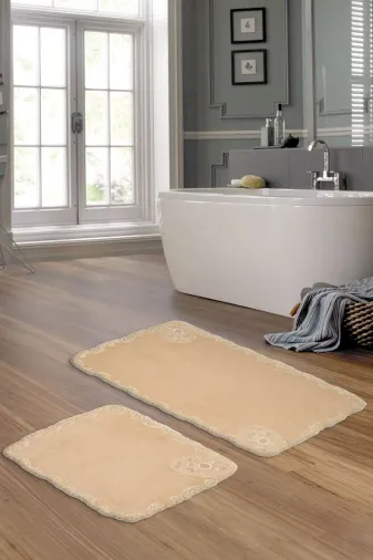 ALANUR VİYANA Viyana Welsoft Dantelli 2'li Banyo Klozet Takımı Cappuccino