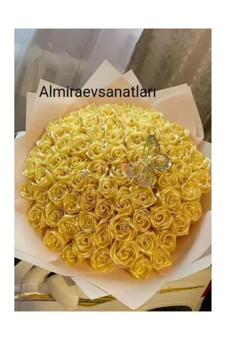 almiraevsanatları solmayan gül buketi sarı321 Solmayan Gül Buketi Sarı
